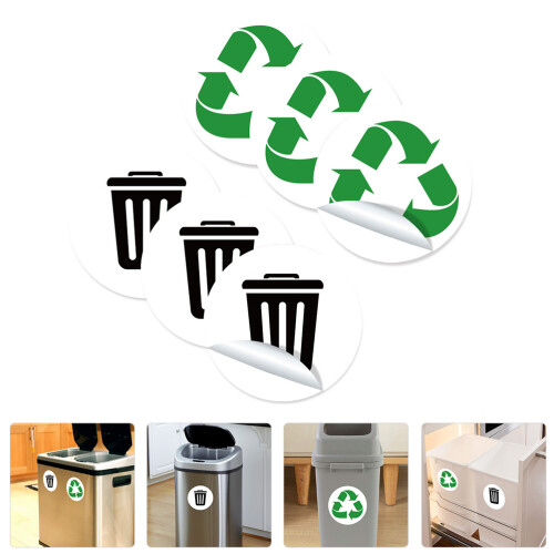 1 set of 6 pvc garbage sorting stickers for trash bins 2