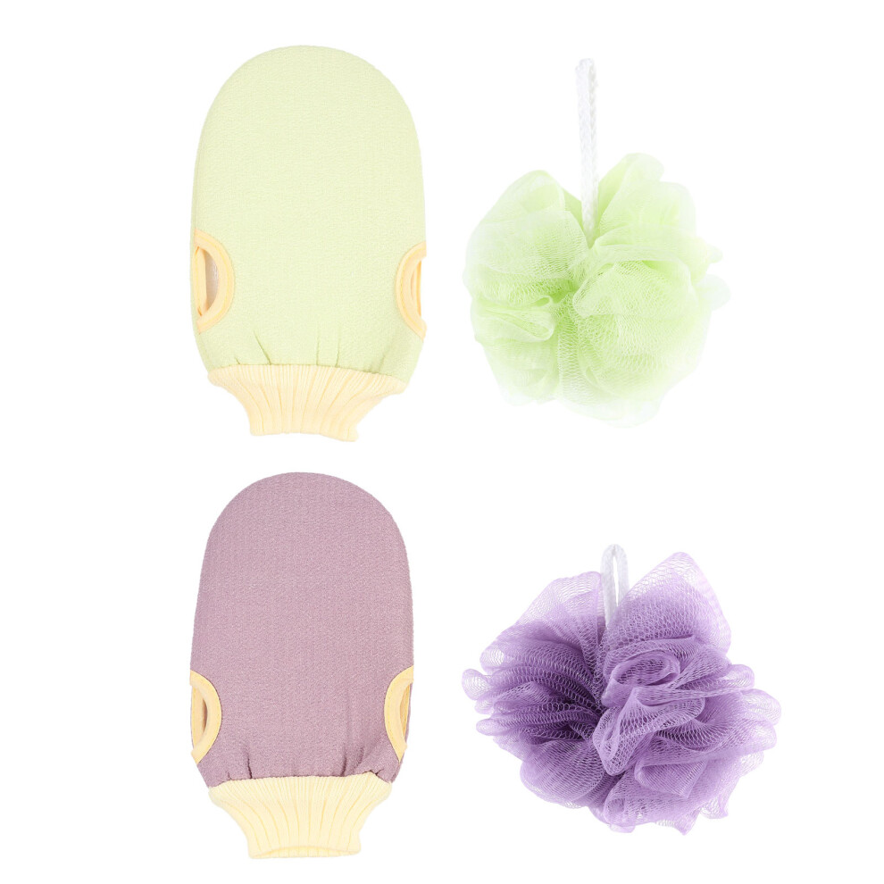 Totority 4Pcs Exfoliating Loofah Sponge Shower Gloves Bath Scrubber