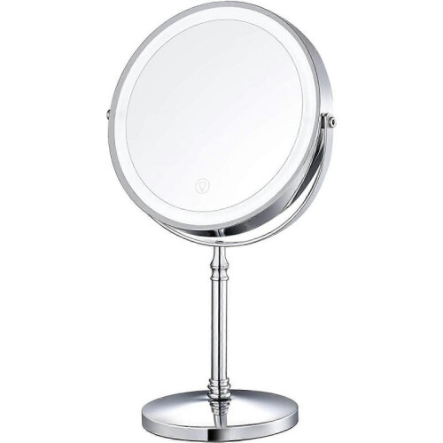 8" Lighted Makeup Mirror, 10X Makeup Mirror with Lights, Double Sided Dimmable Magnifying Mirror with Light