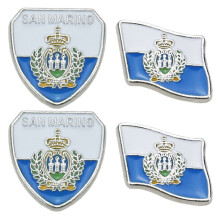 zinc alloy brooch 2 sets san flag white blue clothes accessory