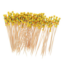 wooden food picks 100pcs yellow disposable for fruit appetizers drinks