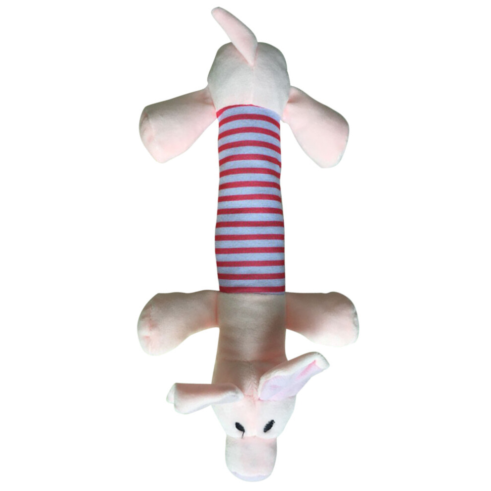 Vaguelly Plush Dog Squeaky Toy For Small Puppies Chew Play Stripe Pattern Pig