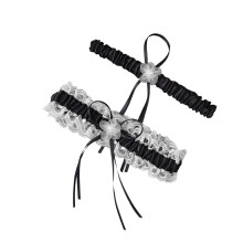 1 pair lace bridal garters floral design leg band wedding black white