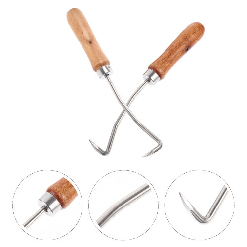 2pcs wood handle beehive cleaning hook beeswax cleaner beekeeping tool 1