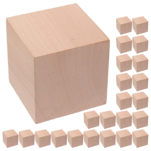 30pcs unfinished wooden cube blocks for diy crafts and math teaching