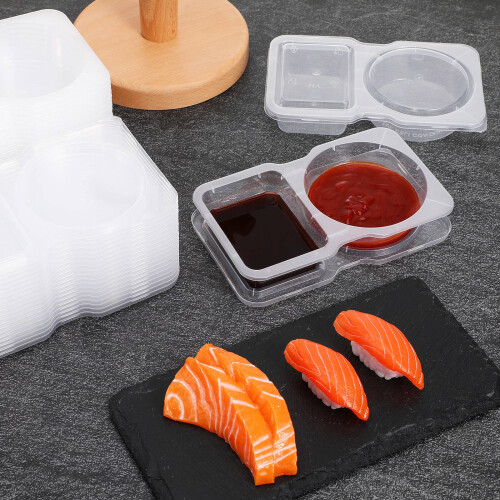 16pcs 130ml lidded sauce cups with double compartments 2