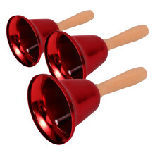 3pcs loud red hand bells for classroom or food service signaling