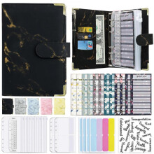 (Black) A6 Flipchart Budget Notebook Leather Pu Handbook