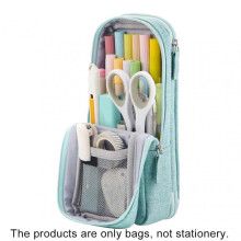 (Green) Double Layer Stand Pencil Stationery Case Large Capacity