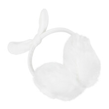White Bowknot Winter Ear Muffs Plush Warm Ear Warmers Anti-Slip