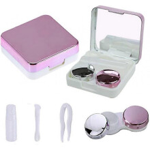 Pink Color Travel Contact Lens Case, Travel Kit Case Easy Carry Mini Box Container Contact Lens Holder