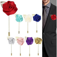 8pcs Men's Lapel Pin, Handmade Satin Flower Lapel Pin Badge Wedding Boutonniere