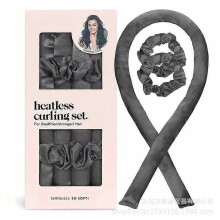 (Black) New satin heatless curling iron set sleeping hairstyle lazy tie-dye color curling curling iron