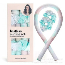 (Blue Tie Dye Suit) New satin heatless curling iron set sleeping hairstyle lazy tie-dye color curling curling iron