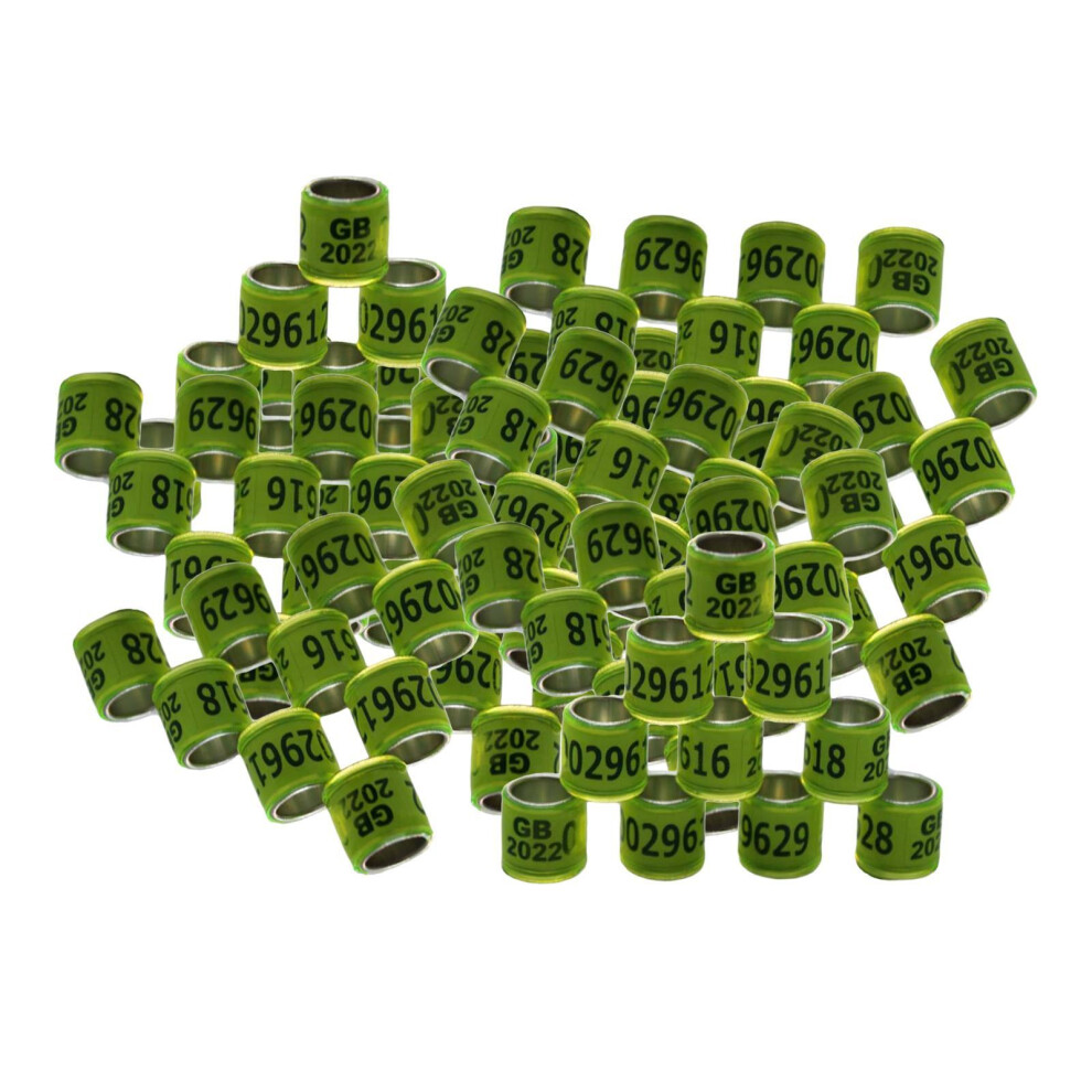 (Yellow) 100Pcs 2022 Aluminium Dove Racing Pigeon Foot Rings Bands 8mm-image-OPC-PKRG8ST-NEW