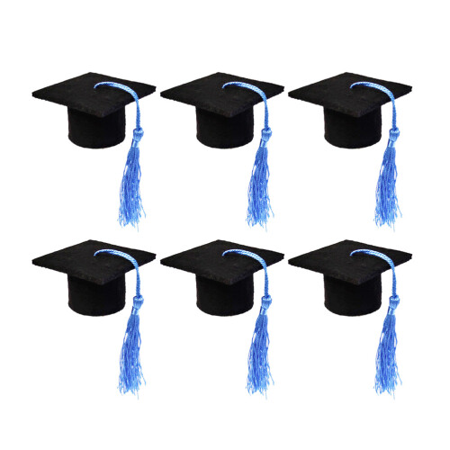 6Pcs Blue Doctoral Cover Caps Graduation Celebration Gift