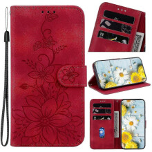 Case for Oppo Reno 10 5g Embossed Lily Flip Wallet Premium Pu Leather Cover with Card Holder Compatible with Oppo Reno 10 5g_K13