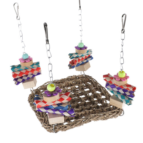 1Set Decoratieve Gras Vogel Schommel Parkiet En 1