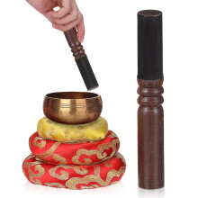 3pcs Buddhist singing bowl pads with mallet and cushion for meditation