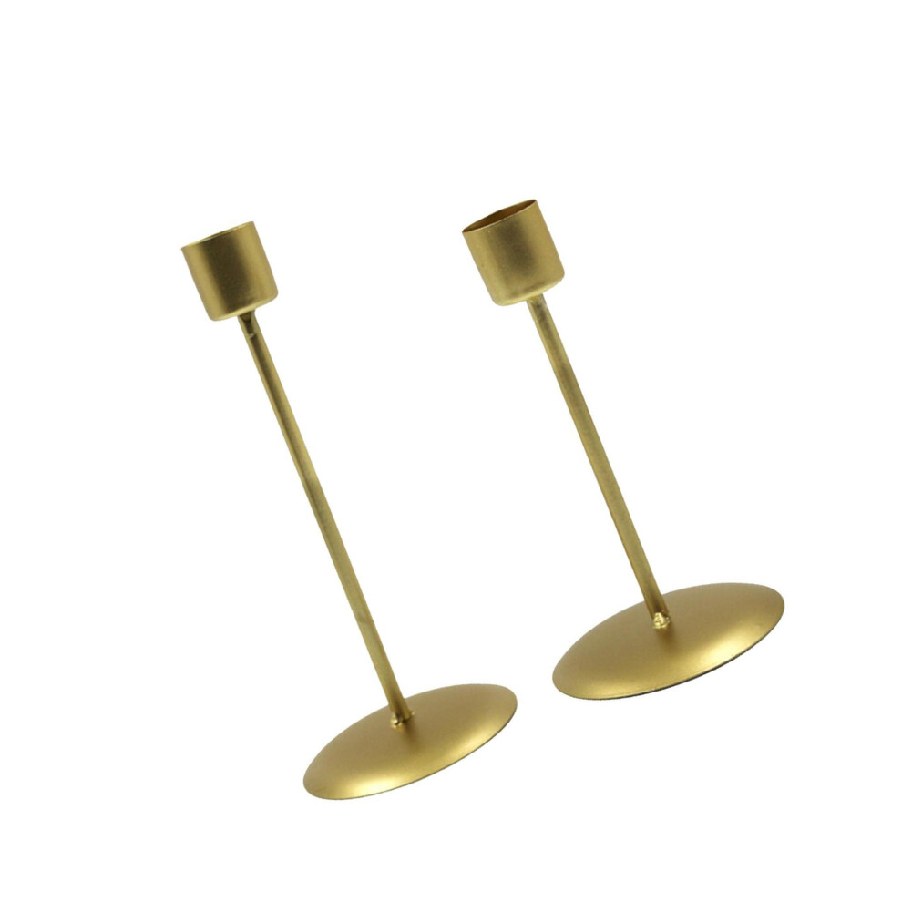 (Golden, 9x27x17cm) Classy 2x Taper Candle Holder Candlestick Table Centerpiece Dinner-image-OPC-PKRGM9N-NEW