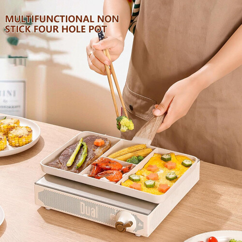 Sectioned Breakfast Pan White Non-Stick Multi-Piece Frying Pan For Eggs Portable Breakfast Grill Pan 1