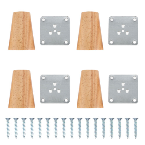 4Sets Holz Möbelfüße Mit Eisplatten, Eleganter , Für Möbelersatz 1