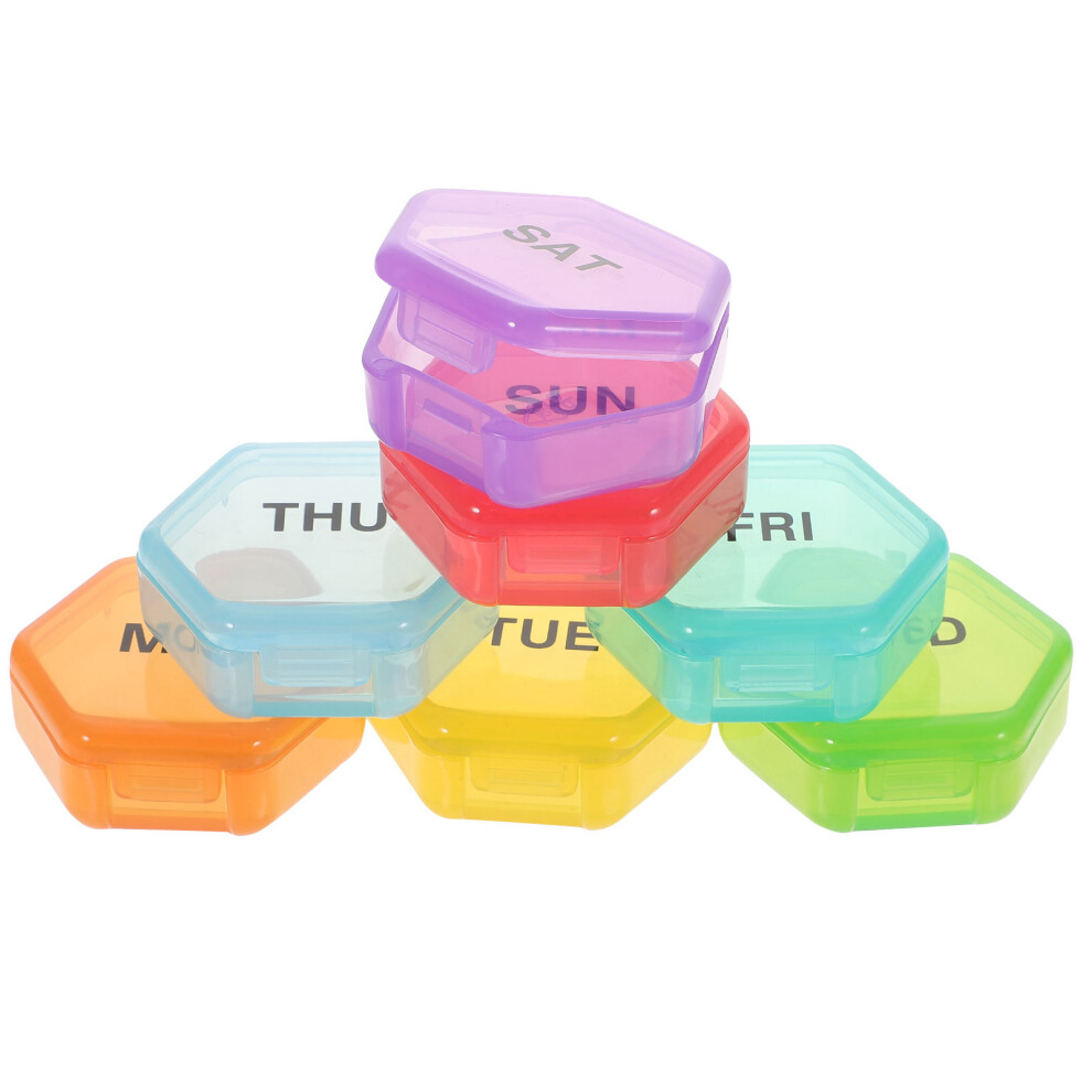 Aboofan 1 Set 7-Compartment Airtight Pill Case Portable Medicine Organizer