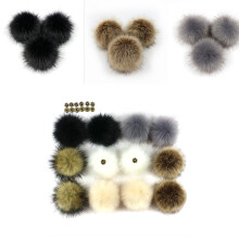 12pcs 8cm fluffy natural plush hat pendants with button for women kids
