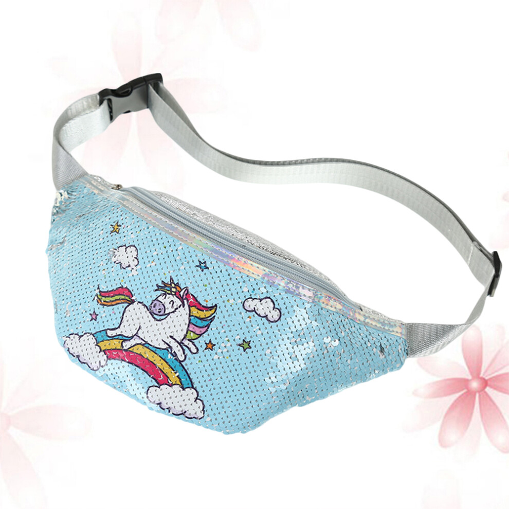 unicorn sequin waist bag sky blue phone pouch for fitness training-image-OPC-PKRGVPT-NEW
