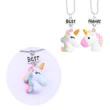 2pcs Best Frinds Unicorn Necklace Pendant For Kids Children Adults