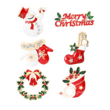 6pcs christmas cartoon brooch hairpin sweater pin party badge