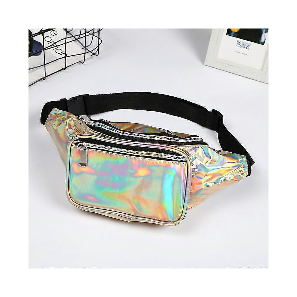 Kikidex (As Show, One Size) New Women's Bag Reflective Laser Waterproof Mobile Phone Bag Multifunctional Laser Waterproof Waist Bag Light Gold