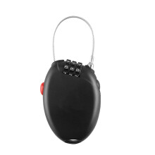 mini 3 digit steel cable lock for luggage backpack anti-theft black