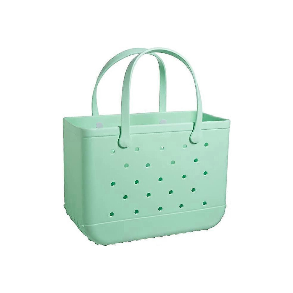 Kikidex (As Show, One Size) Rubber Beach Bag Eva Perforated Waterproof Sandproof Durable Open Silicone Tote Bag For Outdoor Beach Pool Sports, Green