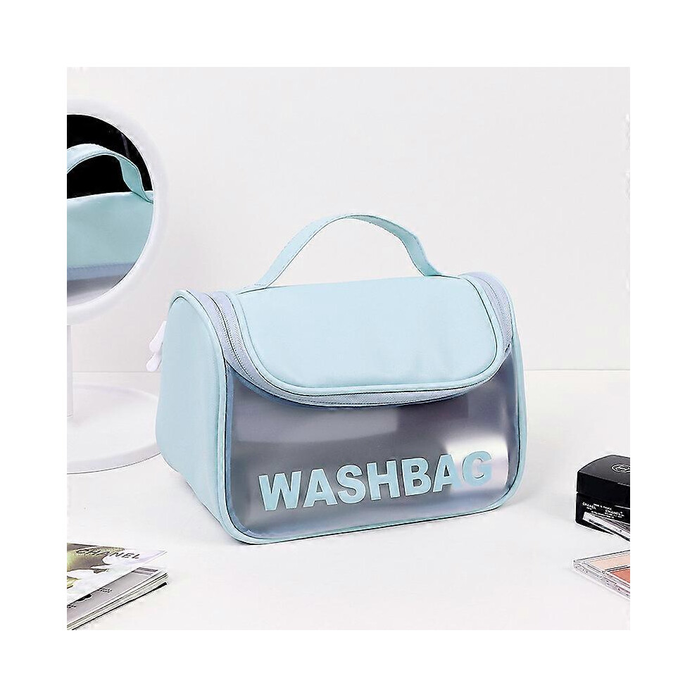 Kikidex (As Show, One Size) Hangable Portable Pvc Waterproof Wash Bag Korean Version Travel Large-Capacity Cosmetic Bag Portable Cute Portable Storage Ba Blue