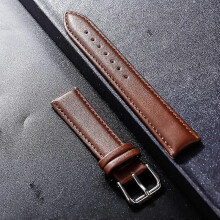 (18mm,Brown)Genuine Leather Watchband Soft Material Watch Band Wrist Strap 12 14 16 18 20 21 22mm With Silver Color Stainless Steel Buckle