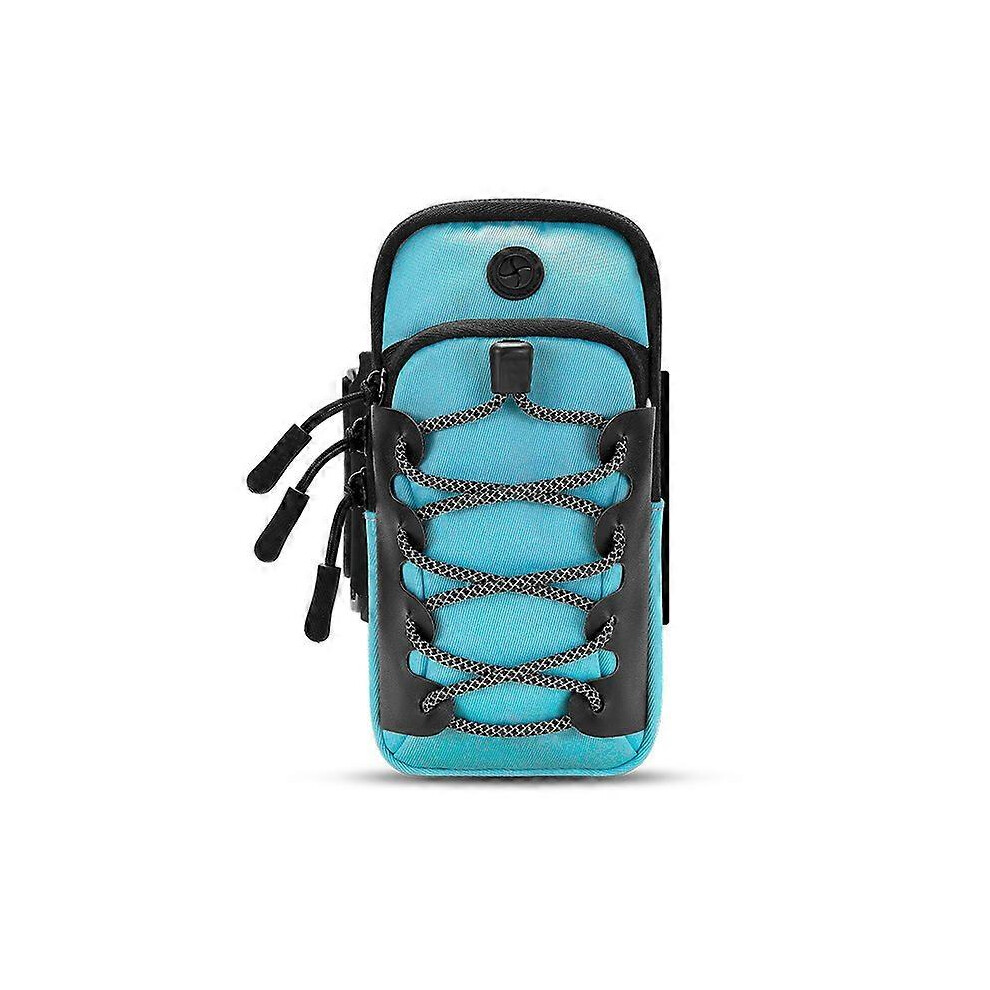 Kikidex (As Show, One Size) Reflective Mobile Phone Arm Bag Sports Arm Sleeve Wrist Bag Outdoor Fitness Safety Reflective Mobile Phone Bag Sky Blue