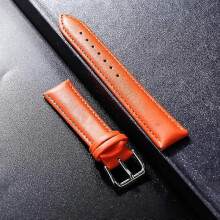 (12mm,Orange)Genuine Leather Watchband Soft Material Watch Band Wrist Strap 12 14 16 18 20 21 22mm With Silver Color Stainless Steel Buckle