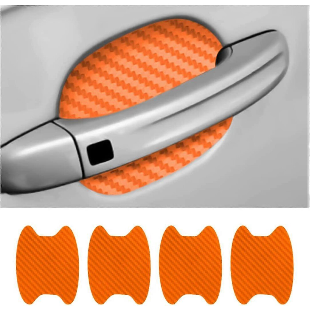 Kikidex (As Show, One Size) 4Pcs Car Door Handle Sticker, Carbon Fiber Anti-Scratches Car Door Cup Protector, Non-Marking Auto Door Handle Protective Film, Un