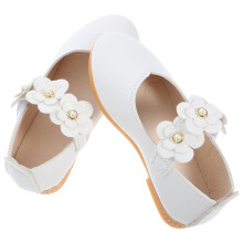 1 Pair Children Sole Shoes Flower Design White Size 26