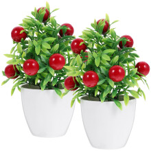 2Pcs Fake Fruit Tree Potted Bonsai Plastic Foam Realistic Home Decor