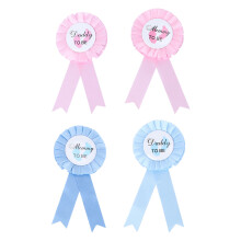 4pcs newborn party badge corsages for parents, 2 blue + 2 pink