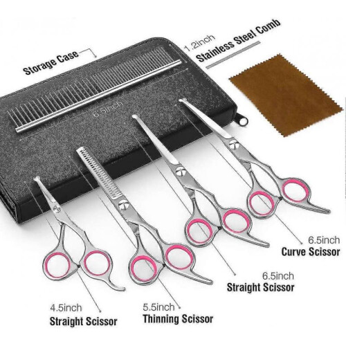 Dog Grooming Scissors Kit Professional Safety Thinning Shears Comb 1