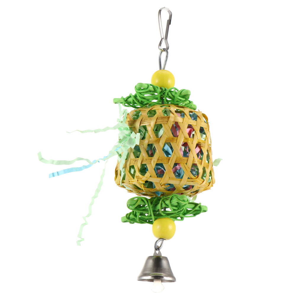 bird swing toy hanging rattan chew for conures parrots with bell