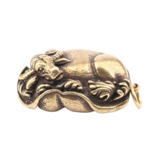 antique zodiac ox pendant pure brass retro decor for bag keychain