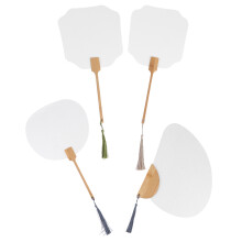4pcs diy unfinished folding fans for painting, white
