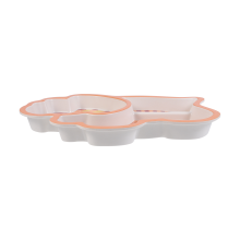 1Pc Orange Kid Eating Plate Fiber Baby Compartments Plate Safe Round
