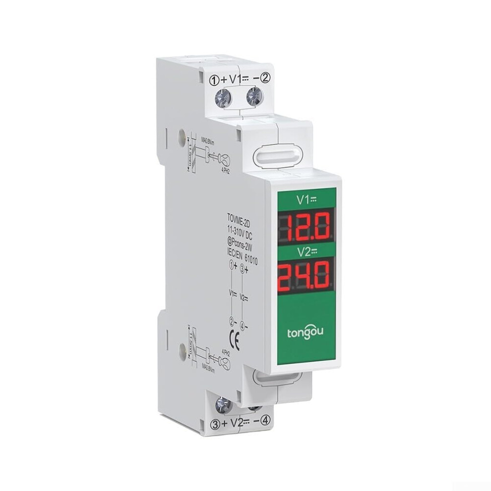 Single Phase Digital Dc Voltage Meter Din Rail Mount Led Display 11V-310V Model Tovme-2D 9016109096739