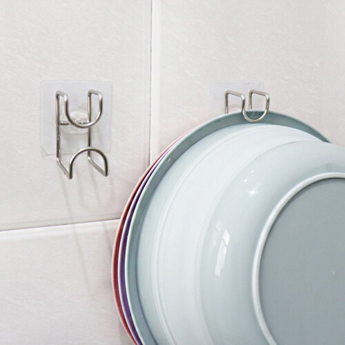 4pcs stainless steel wall rack for kitchen bathroom no punch silver 2