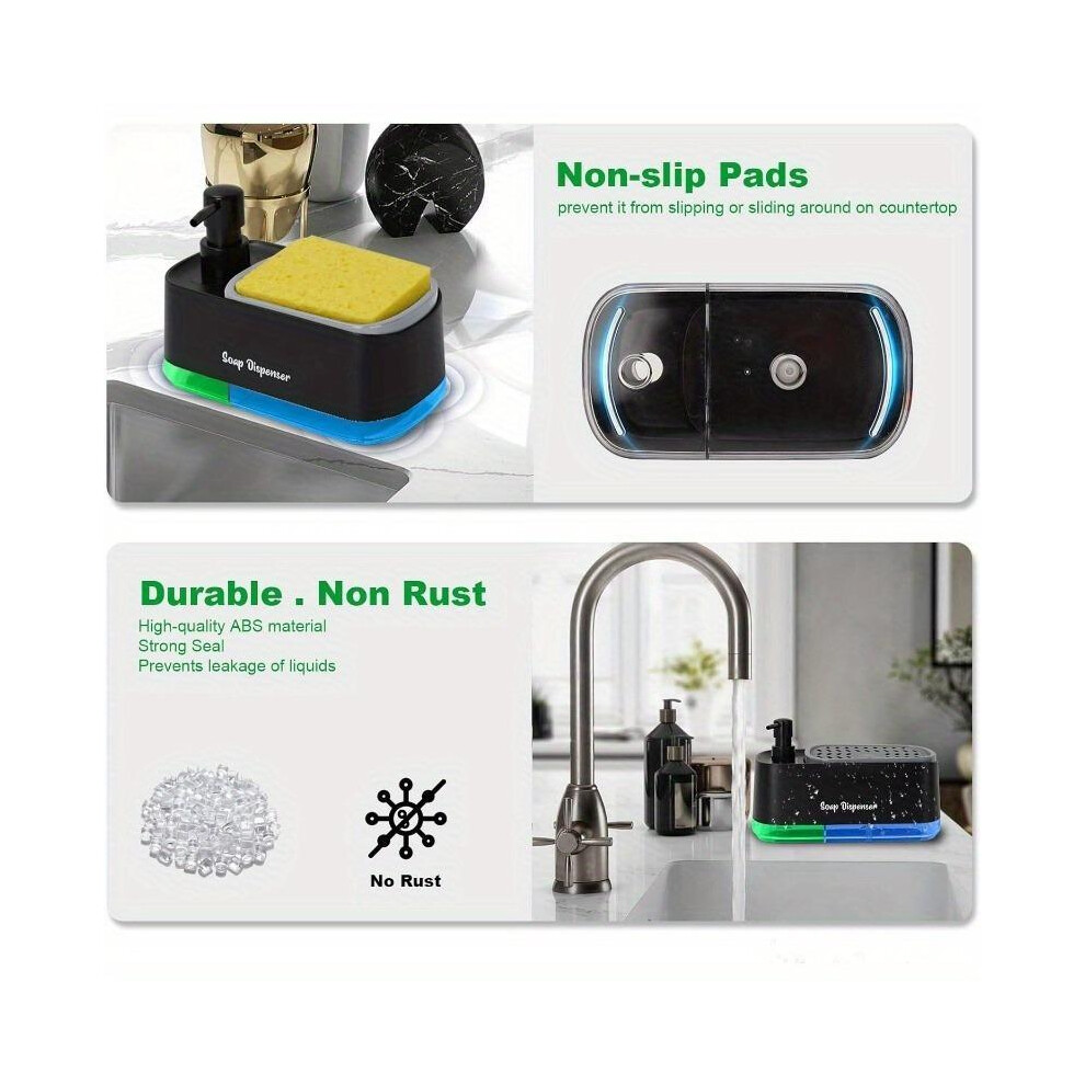 (Off White, 1 count) Soap Dispenser with Sponge Holder, 1 Count 2 in 1 Soap Dispenser, Sink Countertop Organizer, Black Dishwashing Liquid Dispenser f-image-OPC-PKRHNPS-NEW